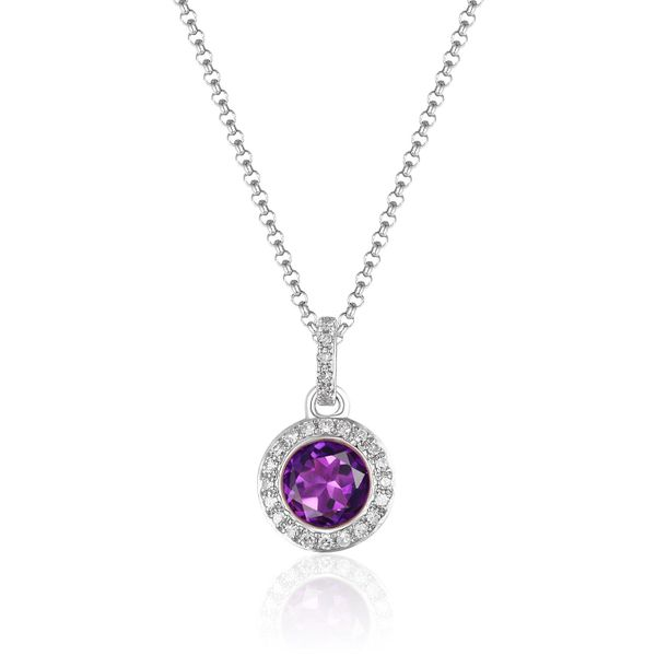 14K White Gold Amethyst and Diamond Halo Pendant Confer’s Jewelers Bellefonte, PA