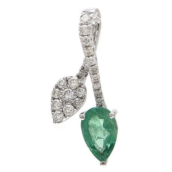 14K White Gold Emerald and Diamond Pendant Confer’s Jewelers Bellefonte, PA