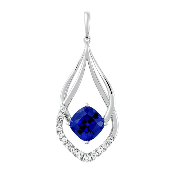 14K White Gold Created Sapphire And Lab Grown Diamond Century Pendant Confer’s Jewelers Bellefonte, PA
