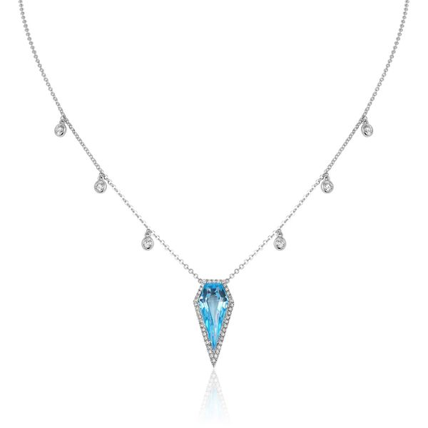 14K White Gold Blue Topaz and Diamond Geometric Pendant Confer’s Jewelers Bellefonte, PA