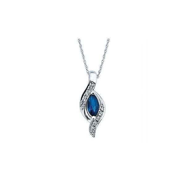 14K White Gold Sapphire And Diamond Bypass Oval Pendant Confer’s Jewelers Bellefonte, PA