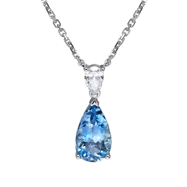 18K White Gold Aquamarine And Diamond Pendant Confer’s Jewelers Bellefonte, PA