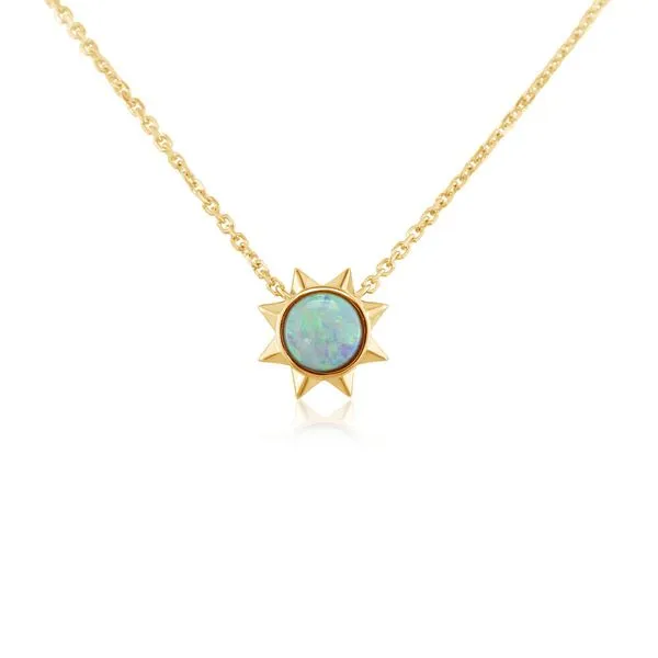 14K Yellow Gold Australian Opal Sun Burst Necklace Confer’s Jewelers Bellefonte, PA