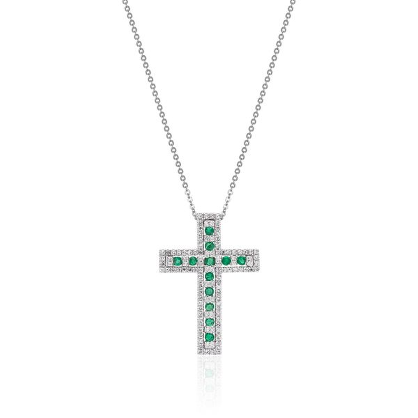 14 Karat White Gold Emerald And Diamond Cross Confer’s Jewelers Bellefonte, PA