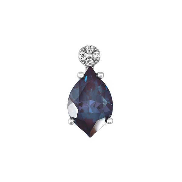 14K White Gold Flame Cut Created Alexandrite And Lab Grown Diamond Pendant Confer’s Jewelers Bellefonte, PA