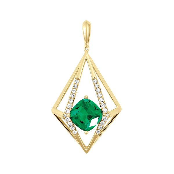 14K Yellow Gold Lab Created Emerald And Lab Grown Diamond Pendant Confer’s Jewelers Bellefonte, PA