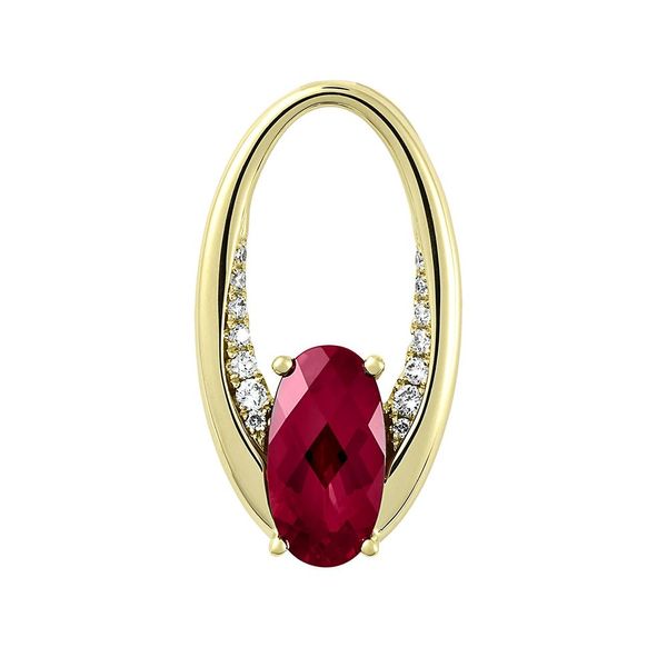 14K Yellow Gold Created Ruby And Lab Grown Diamond Fashion Pendant Confer’s Jewelers Bellefonte, PA