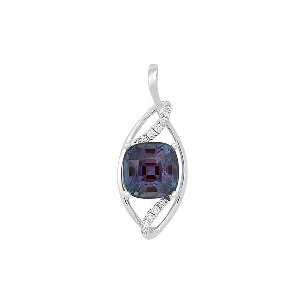14K White Gold Created Alexandrite And Lab Grown Diamond Pendant Confer’s Jewelers Bellefonte, PA