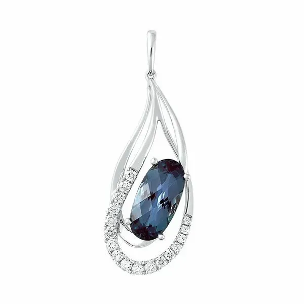 14 Karat White Gold Created Alexandrite and Lab Grown Diamond Fashion Pendant Confer’s Jewelers Bellefonte, PA