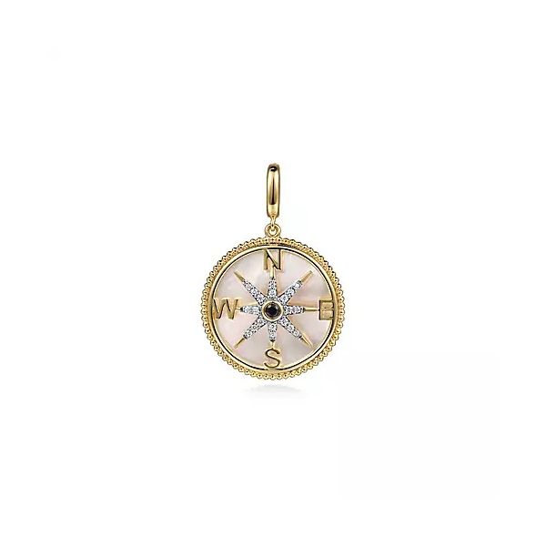 14K Yellow Gold Diamond & Blue Sapphire Compass Pendant Confer’s Jewelers Bellefonte, PA