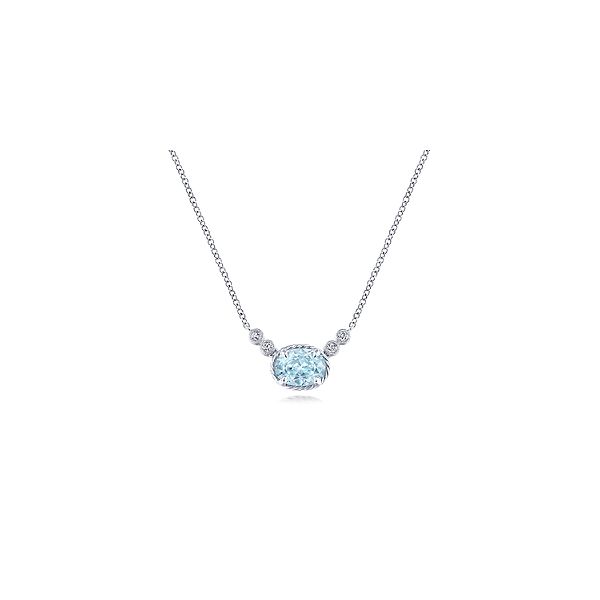 14K White Gold Oval Aquamarine Pendant Necklace with Diamond Accents Confer’s Jewelers Bellefonte, PA