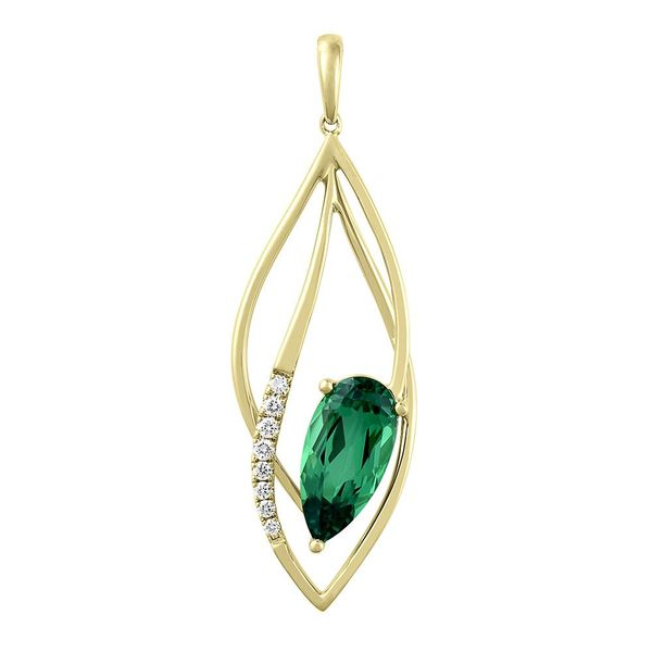 14K Yellow Gold Created Emerald And Lab Grown Diamond Pendant Confer’s Jewelers Bellefonte, PA