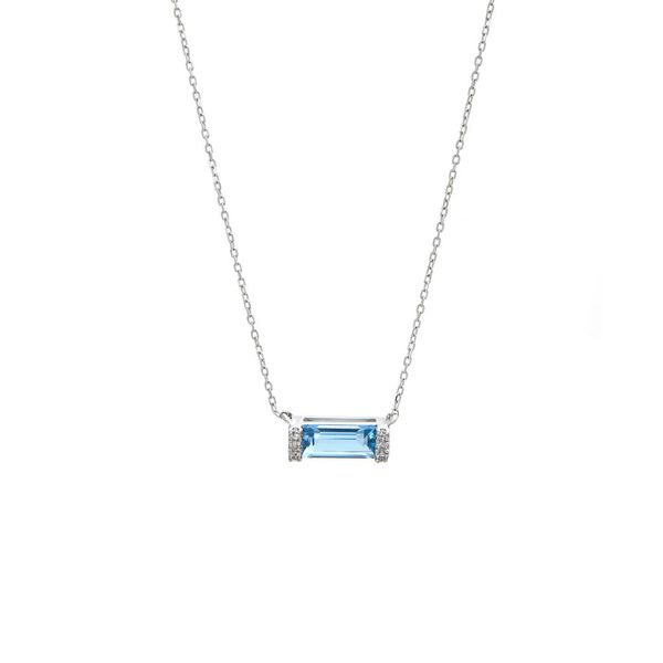 14K White Gold Blue Topaz and Diamond Necklace Confer’s Jewelers Bellefonte, PA