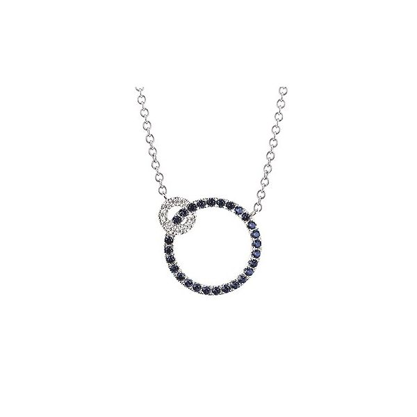 14K White Gold Sapphire And Diamond Interlocking Circle Pendant Confer’s Jewelers Bellefonte, PA