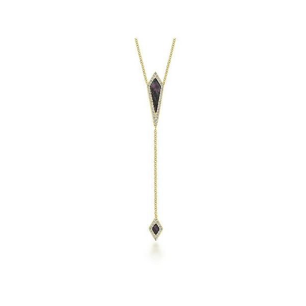 14K Yellow Gold Black Mother of Pearl Y Knot Necklace Confer’s Jewelers Bellefonte, PA