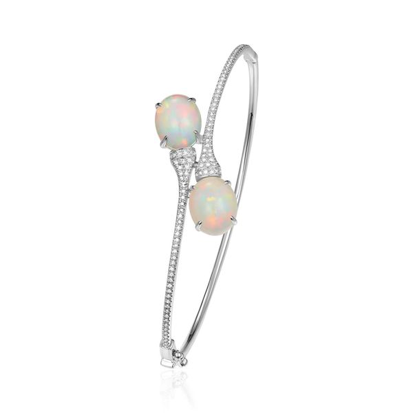 14K White Gold Opal and Diamond Bangle Bracelet Confer’s Jewelers Bellefonte, PA