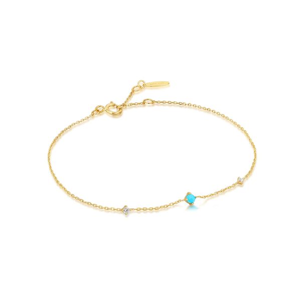 14kt Gold Turquoise and White Sapphire Bracelet Confer’s Jewelers Bellefonte, PA