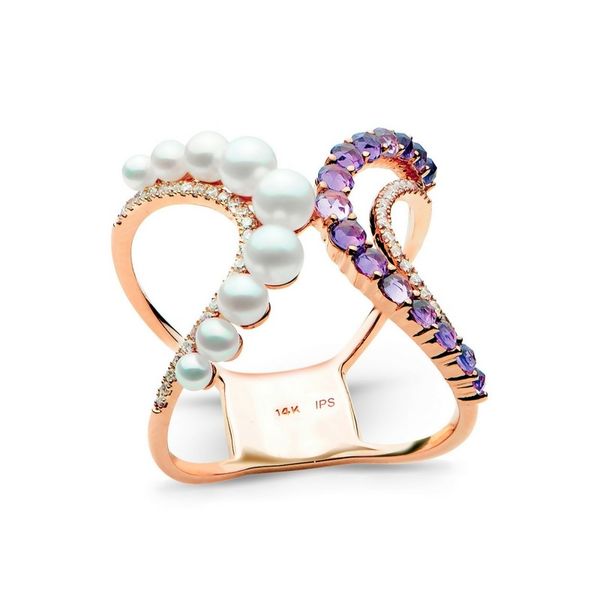 14K Rose Gold Pearl, Amethyst & Diamond Ring Confer’s Jewelers Bellefonte, PA