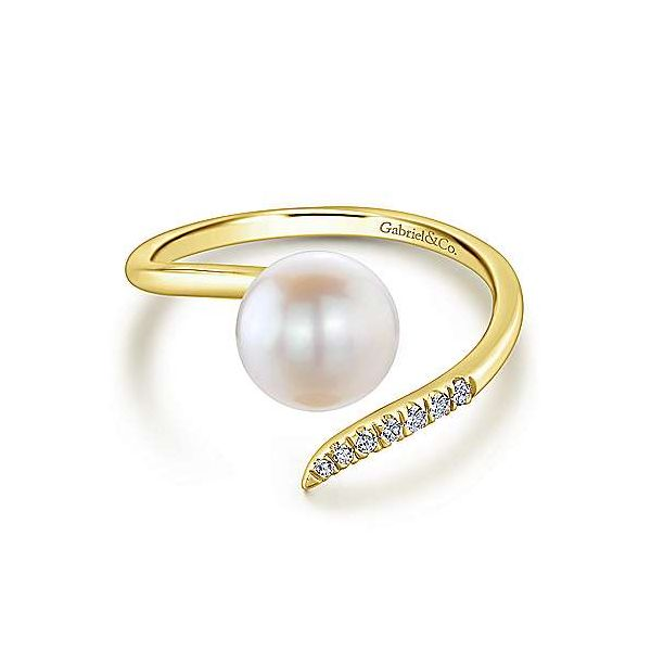 14K Yellow Gold Cultured Pearl and Diamond Open Wrap Ring Confer’s Jewelers Bellefonte, PA