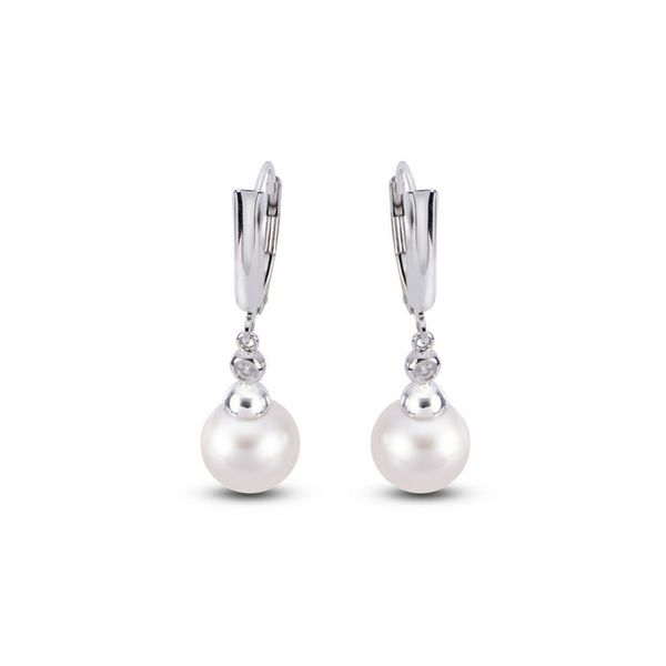 Sterling Silver Pearl & Diamond Drop Earrings Confer’s Jewelers Bellefonte, PA