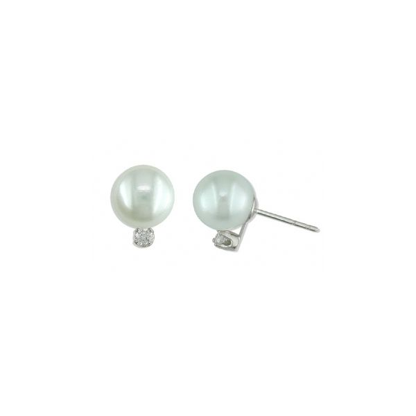 14KT White Gold Akoya Pearl & Diamond Stud Confer’s Jewelers Bellefonte, PA