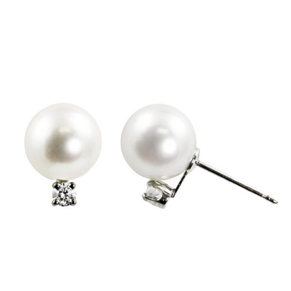 14KT White Gold Freshwater Pearl And Diamond Earring Confer’s Jewelers Bellefonte, PA