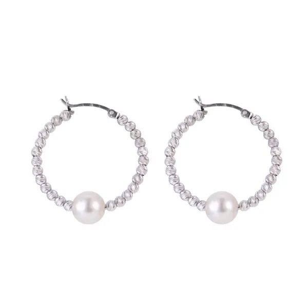 Diamond Cut Pearl Hoop Earrings Confer’s Jewelers Bellefonte, PA