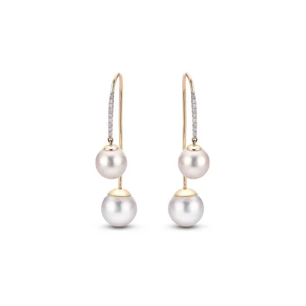 Pearl & Diamond Threader Earrings 14K Gold Confer’s Jewelers Bellefonte, PA