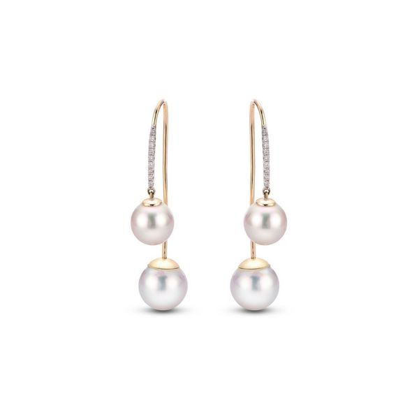 Pearl & Diamond Threader Earrings 14K Gold Confer’s Jewelers Bellefonte, PA
