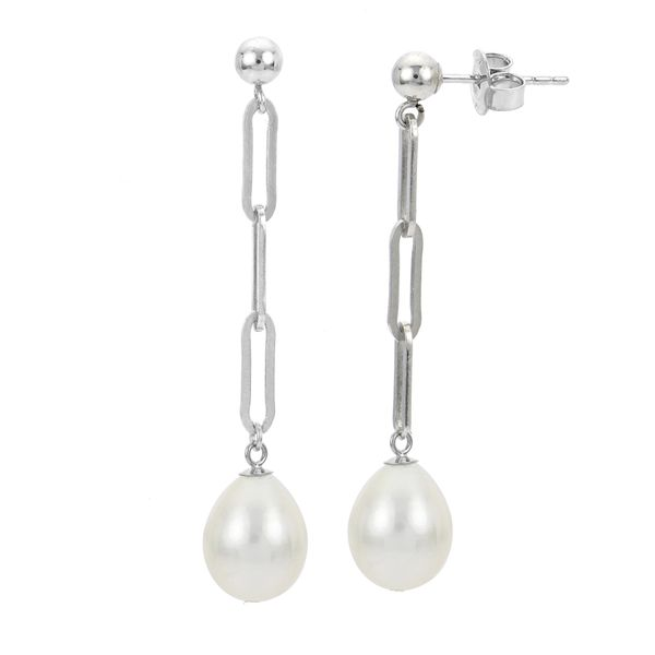 Sterling Silver Freshwater Pearl and Paperclip Chain Earrings Confer’s Jewelers Bellefonte, PA