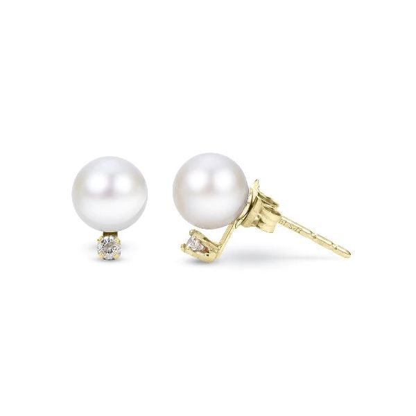 14 Karat Yellow Gold 8MM Freshwater Pearl And Diamond Stud Earrings Confer’s Jewelers Bellefonte, PA