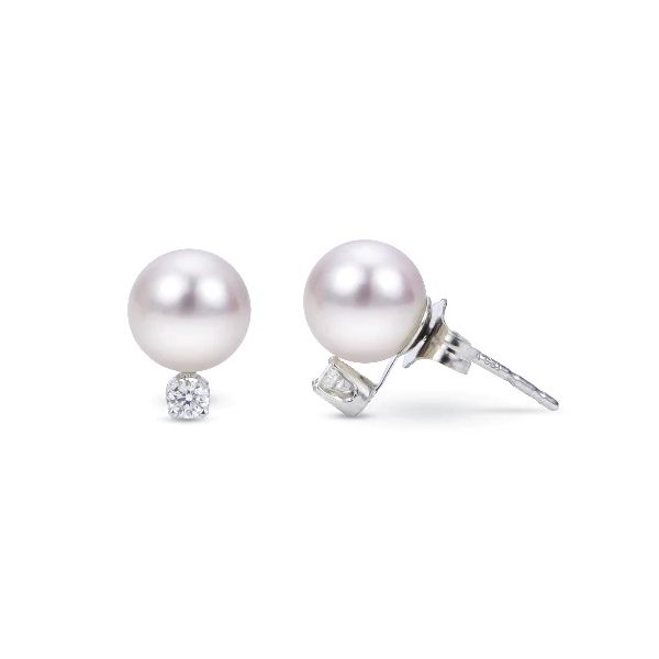 14 Karat White Gold 4MM Akoya Pearl And Diamond Stud Earrings Confer’s Jewelers Bellefonte, PA