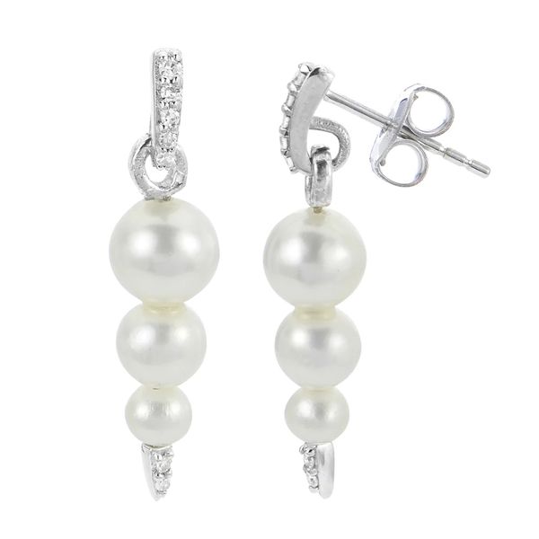 Sterling Silver 3 - 5Mm Freshwater Cultured Pearl And Diamond Accent Earrings Confer’s Jewelers Bellefonte, PA