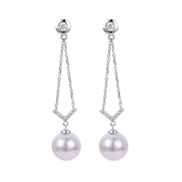 14KT White Gold Akoya Pearl And Diamond Drop Earrings Confer’s Jewelers Bellefonte, PA