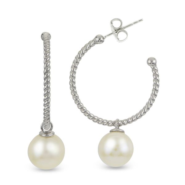 Sterling Silver 8-8.5mm Freshwater Cultured Pearl Hoop Earrings Confer’s Jewelers Bellefonte, PA