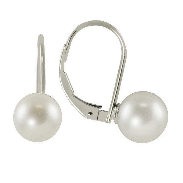 14 Karat White Gold 8MM Freshwater Pearl Leaverback Earrings Confer’s Jewelers Bellefonte, PA