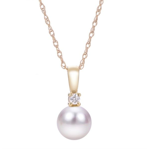 14K Yellow Gold 5MM Akoya Pearl and Diamond Pendant Confer’s Jewelers Bellefonte, PA