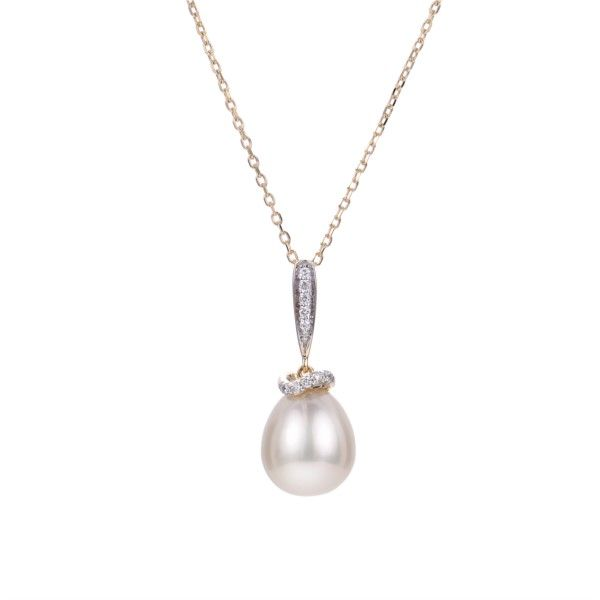 14k Yellow Gold Freshwater and Diamond Pearl Pendant Confer’s Jewelers Bellefonte, PA