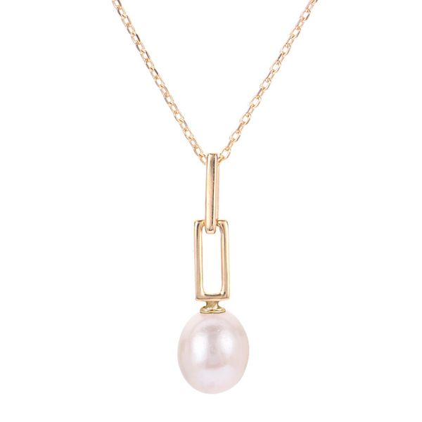 14 Karat Yellow Gold 7-8mm Freshwater Pearl Paperclip Pendant Confer’s Jewelers Bellefonte, PA