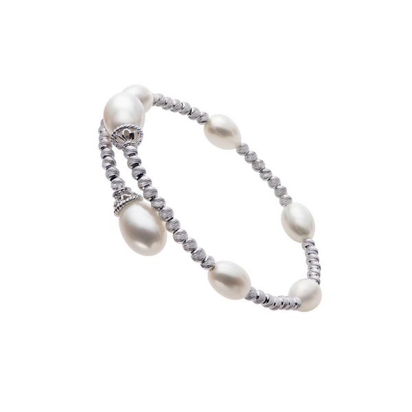 Sterling Silver Freshwater Pearl Flexible Bangle Bracelet Confer's Jewelers Bellefonte, PA