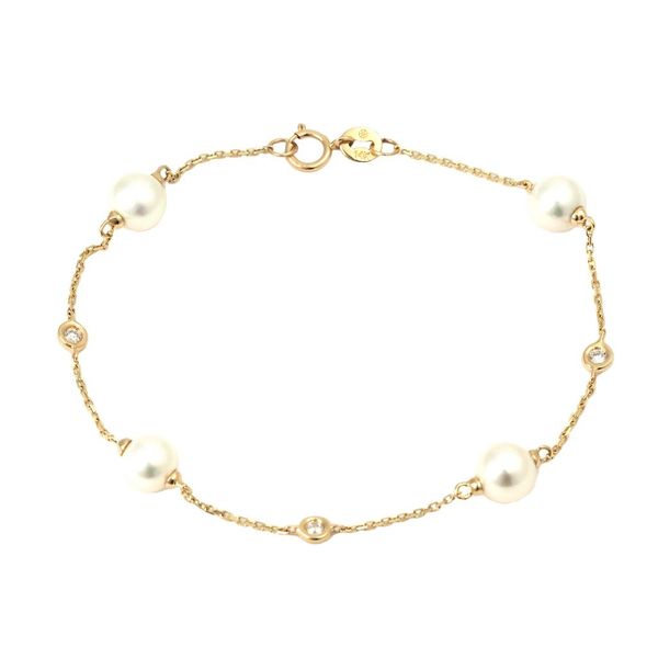 14K Yellow Gold Pearl And Diamond Station Bracelet Confer’s Jewelers Bellefonte, PA