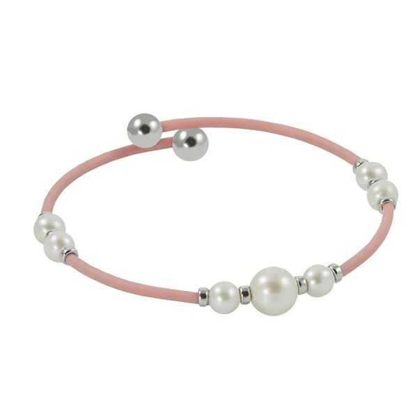 Sterling Silver Pink Rubber Freshwater Flexible Pearl Bracelet Confer’s Jewelers Bellefonte, PA