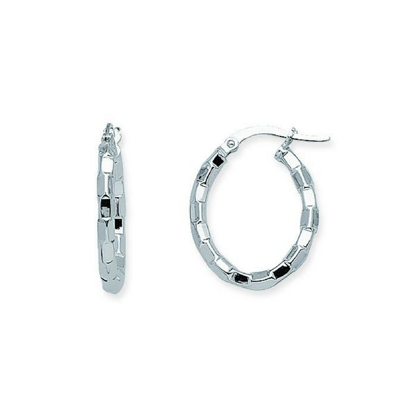 14k White Gold Elongated Hoop Earrings Confer’s Jewelers Bellefonte, PA