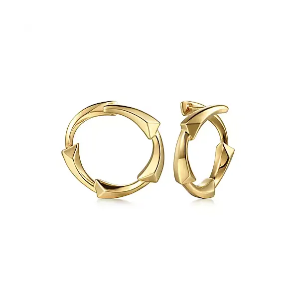 14K Yellow Gold Angular Station Hoop Earrings Confer’s Jewelers Bellefonte, PA