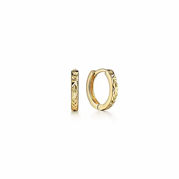 14K Yellow Gold Plain Etched Hoop Earrings Confer’s Jewelers Bellefonte, PA