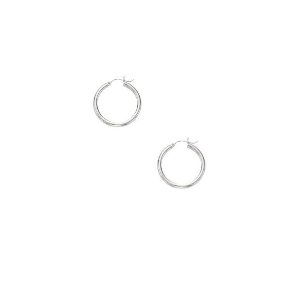14 Karat White Gold 25mm Hoop Earrings Confer’s Jewelers Bellefonte, PA