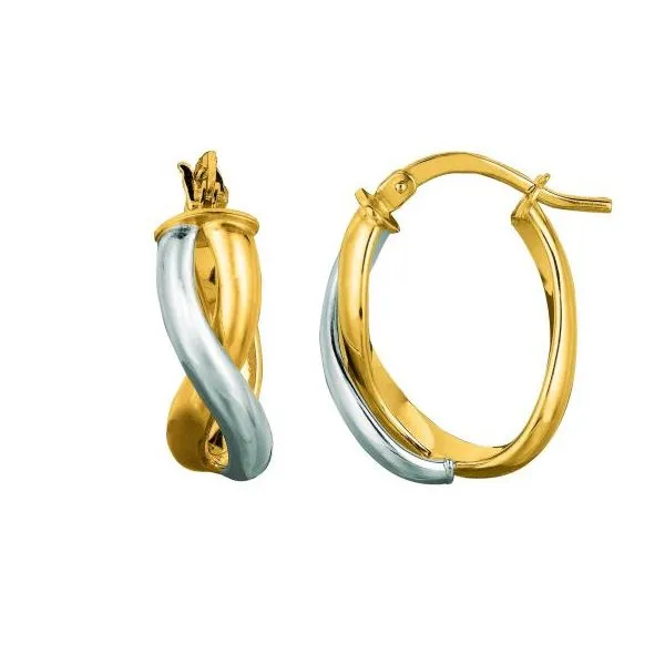 14 Karat Yellow and White Gold Freeform Hoop Earrings Confer’s Jewelers Bellefonte, PA