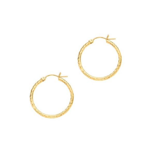 14 Karat Yellow Gold 25mm Diamond Cut Hoop Earrings Confer’s Jewelers Bellefonte, PA