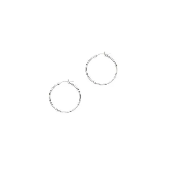 14 Karat White Gold 30MM Thin Tube Hoop Earirngs Confer’s Jewelers Bellefonte, PA