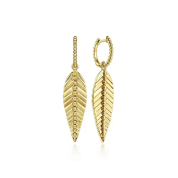 14K Yellow Plain Gold Huggie Drop Leaf Earrings Confer’s Jewelers Bellefonte, PA